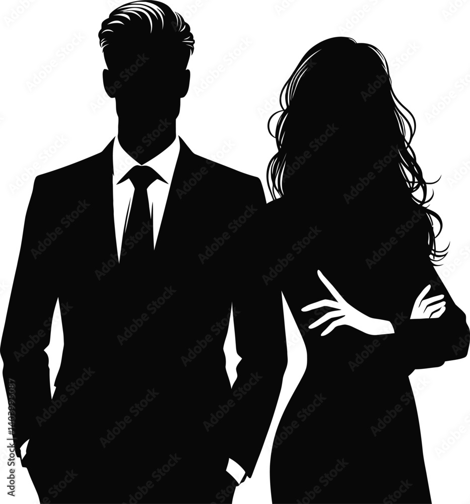 Elegant Silhouette of a Couple – Romantic Profile Illustration Elegant Silhouette of a Couple – Romantic Profile Illustration
