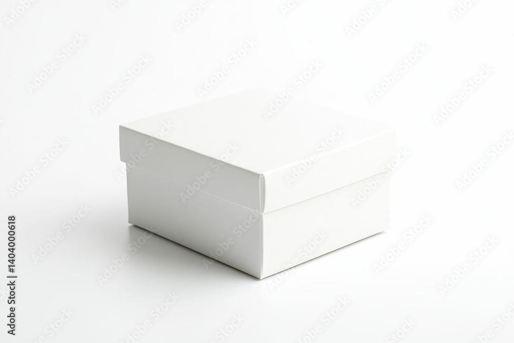 Closed Plain White Cardboard Box with Lid on Seamless Backdrop Closed Plain White Cardboard Box with Lid on Seamless Backdrop