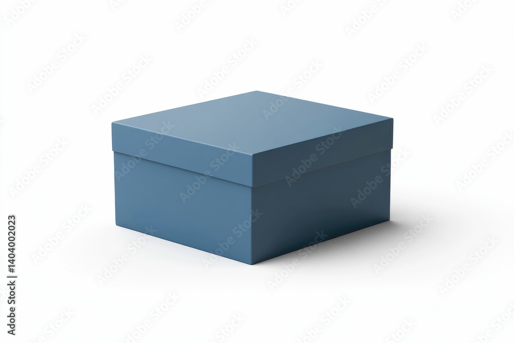 Fototapeta premium Isolated Blue Square Box on White Background for Gift or Storage