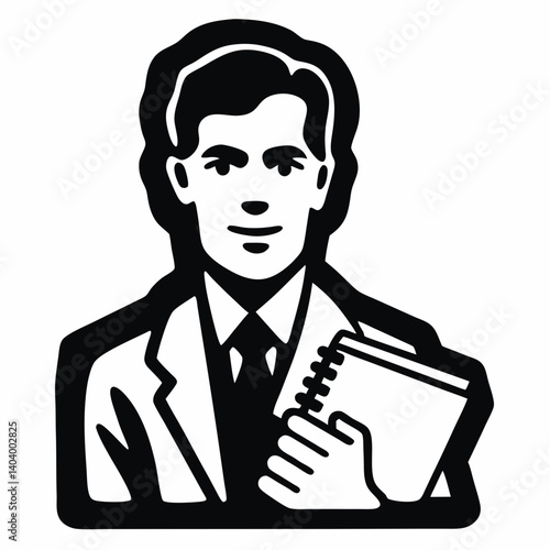 Therapist holding notebook icon illustration