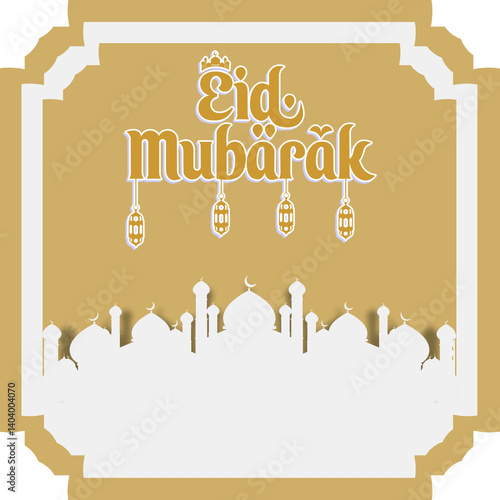 Eid Mubarak- Typography Eid Mubarak, text Calligraphy, premium vector illustration with luxury design.