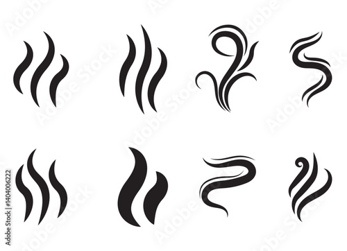 Aromas vaporize icons. Smoke, steam flat line icons