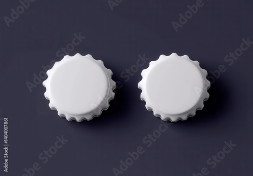 White bottle cap mockup two isolated white beer caps on a dark b ,Mockup