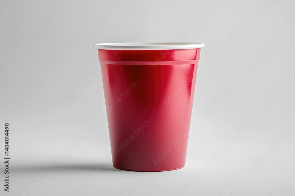 Isolated Red Plastic Cup with White Rim on Neutral Background Isolated Red Plastic Cup with White Rim on Neutral Background