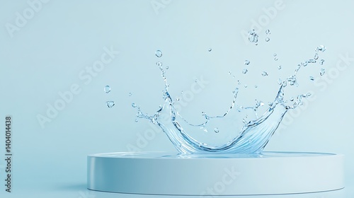 Water Splash on Pastel Blue Platform