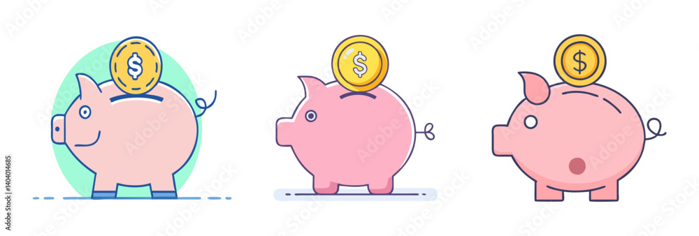 Obraz premium piggy bank icon, piggy bank vector illustration-simple illustration of piggy bank, perfect for piggy bank logos and icons