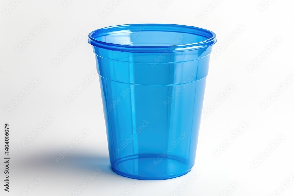 Translucent Blue Plastic Cup on White Background for Drinks and Refreshments Translucent Blue Plastic Cup on White Background for Drinks and Refreshments