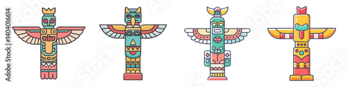 totem pole icon, totem pole vector illustration-simple illustration of totem pole, perfect for totem pole logos and icons