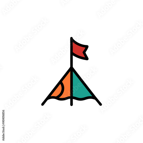 campground flag doodle icon vector illustration on transparent background