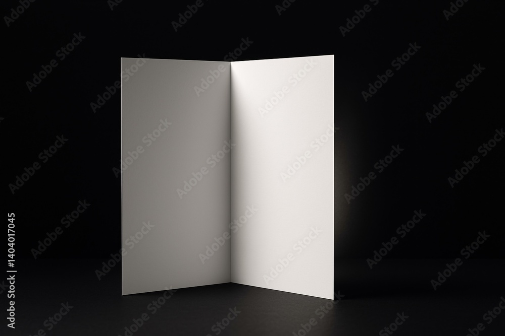 Minimalist Open Folded Paper Mockup on Black Background for Design Presentation Minimalist Open Folded Paper Mockup on Black Background for Design Presentation