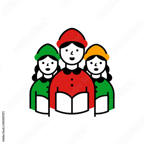 carolers doodle icon vector illustration on transparent background