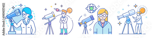 astronomer icon, astronomer vector illustration-simple illustration of astronomer, perfect for astronomer logos and icons