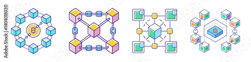 blockchain icon, blockchain vector illustration-simple illustration of blockchain, perfect for blockchain logos and icons