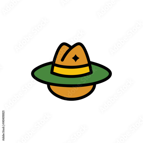 forest ranger hat doodle icon vector illustration on transparent background