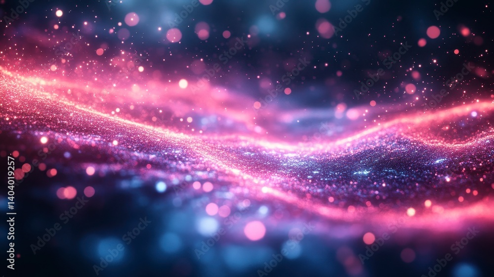 Sparkling wave Soft red and blue light patterns illuminate space Sparkling wave Soft red and blue light patterns illuminate space