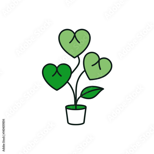 hoya heart plant doodle icon vector illustration on transparent background