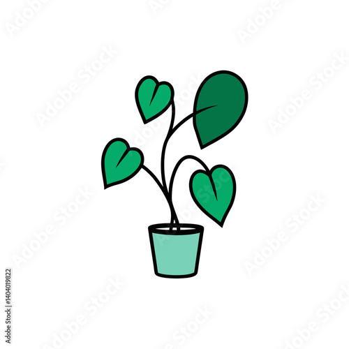 hoya heart plant doodle icon vector illustration on transparent background