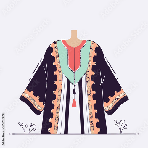 Colorful Kaftan Design in a Minimalist Style  