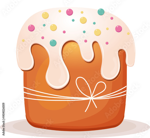 Cute Easter cake on white background. Happy Easter. Spring holiday. Vector illustration for poster, greeting card,sticker,icon.