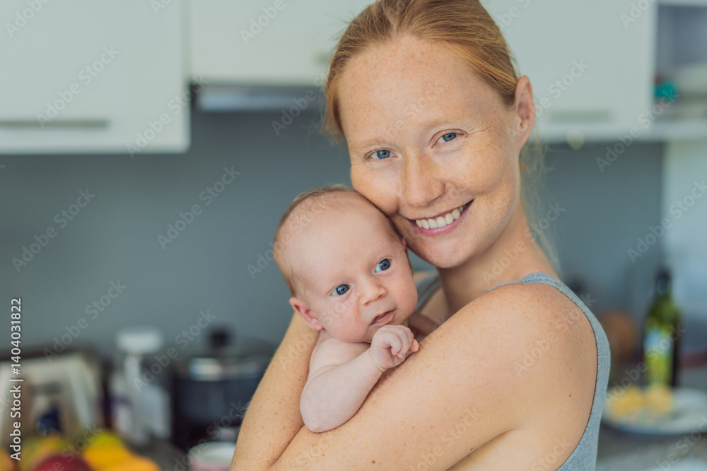 A mother lovingly embraces her newborn baby, holding them close to her chest. A tender moment of warmth, security, and deep maternal love, symbolizing bonding, comfort, and the unbreakable connection