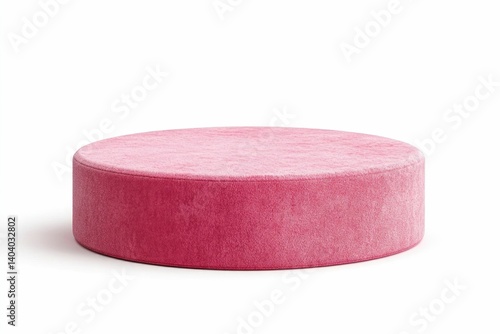 Pink Velvet Ottoman Furniture Isolated on White Background Product Display