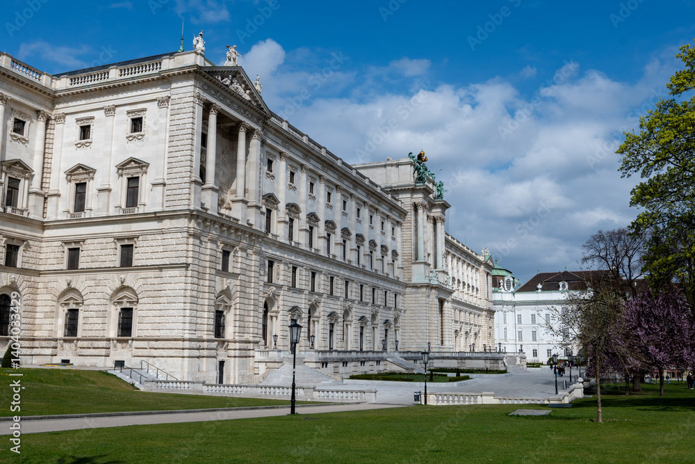 Fototapeta premium Walking in spring Vienna, city centre with beautiful buildings and streets, cityscape, Austrian capital in springtime