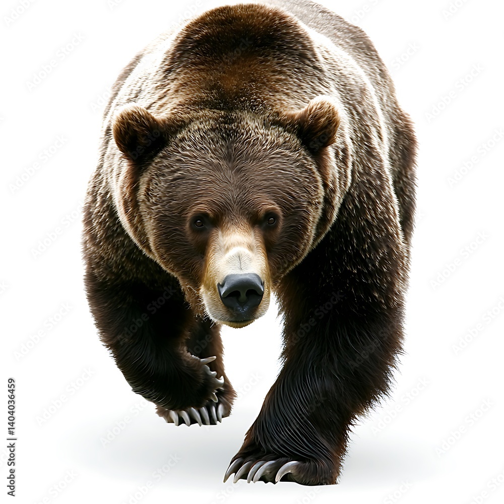 Obraz premium Majestic Grizzly Bear Walking in Natural Habitat with Strong Presence