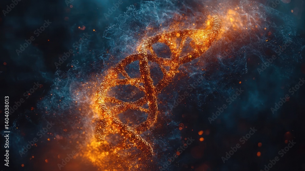 Fiery DNA Helix: A Genesis of Life's Code Fiery DNA Helix: A Genesis of Life's Code