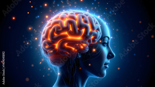 human head with brain