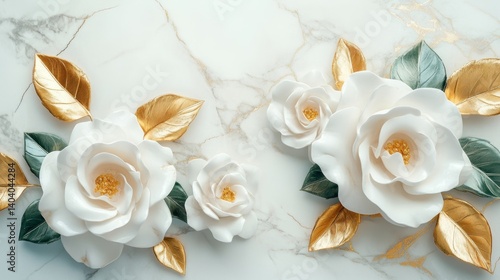 This elegant floral relief, characterized by delicate petals and leafy textures, is ideal for a sophisticated and refined aesthetic