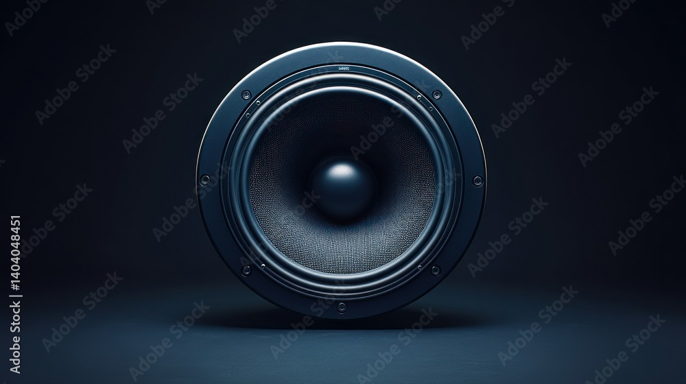 High-quality audio speaker cone. Dark, sophisticated design. Studio quality render High-quality audio speaker cone. Dark, sophisticated design. Studio quality render