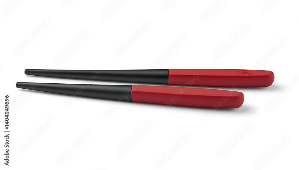 Red and Black Chopsticks on a Clean White Background for Dining Red and Black Chopsticks on a Clean White Background for Dining