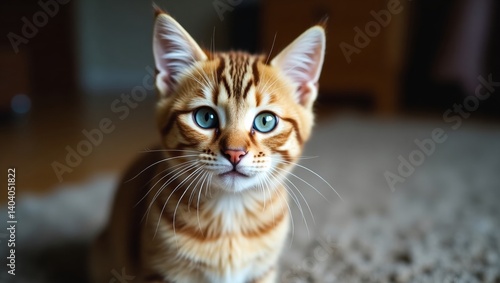 Wallpaper Mural Intimate closeup portrait of a curious striped kitten in warm lighting at home Torontodigital.ca