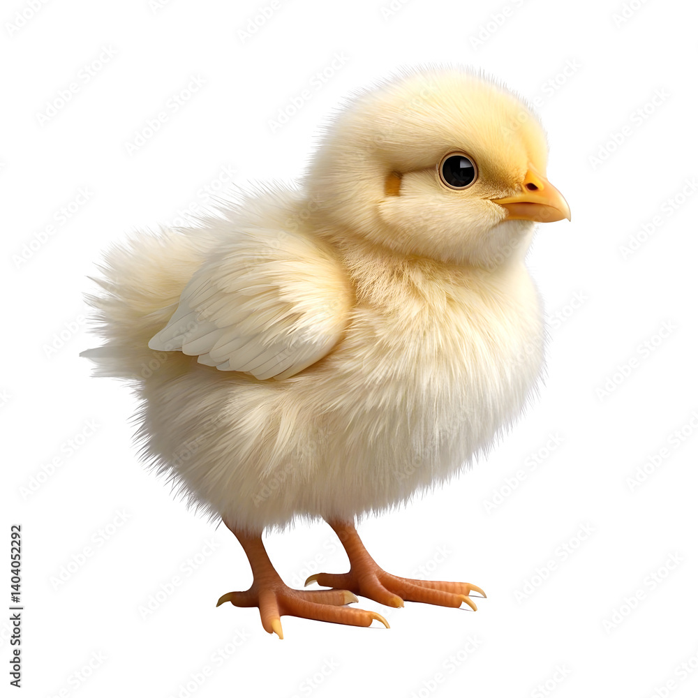 Fototapeta premium A animal small fluffy baby chick on transparent background.