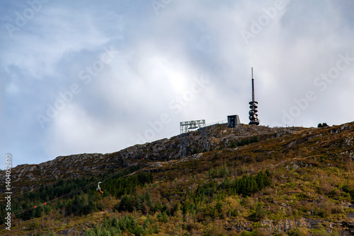 Scenic  of Norway's Bergen with 5G Cell Tower
