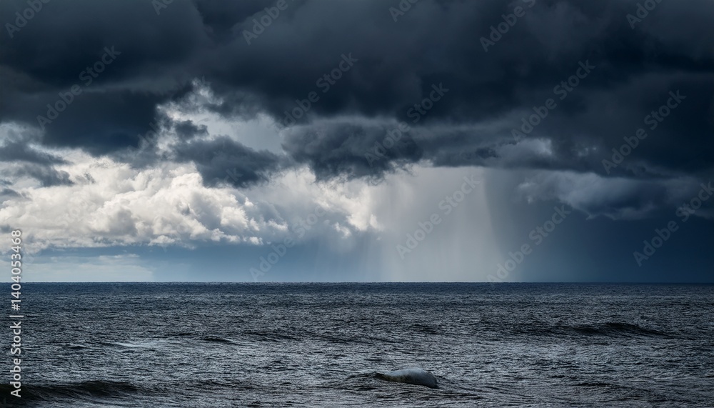 Dramatic stormy dark cloudy sky over sea Dramatic stormy dark cloudy sky over sea