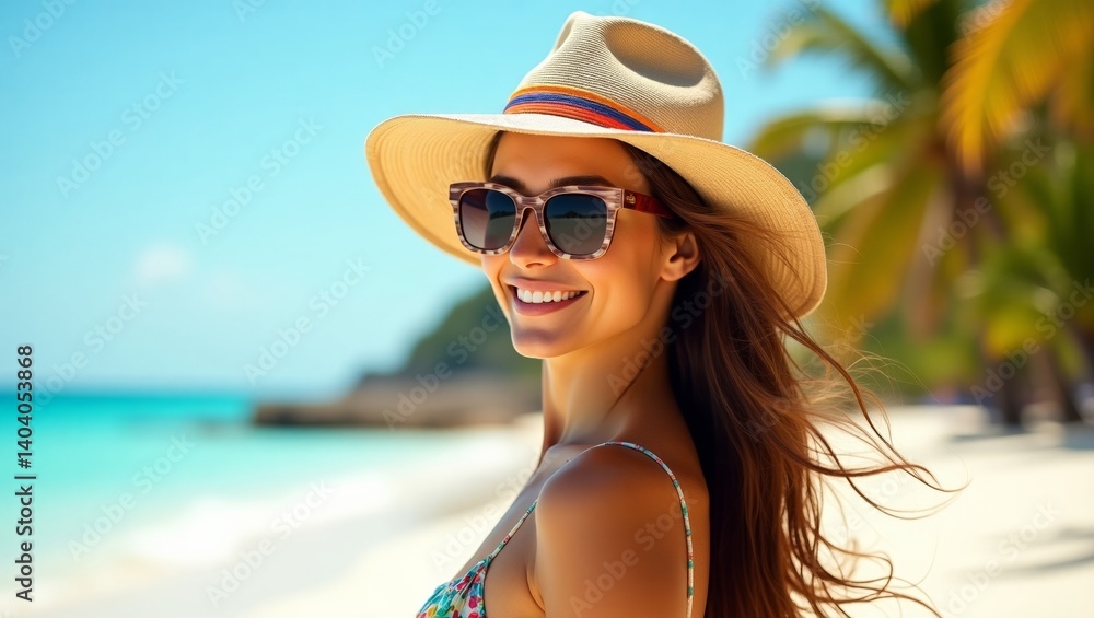 Stunning outdoor fashion shoot showcasing a woman enjoying a sunny beach day Stunning outdoor fashion shoot showcasing a woman enjoying a sunny beach day