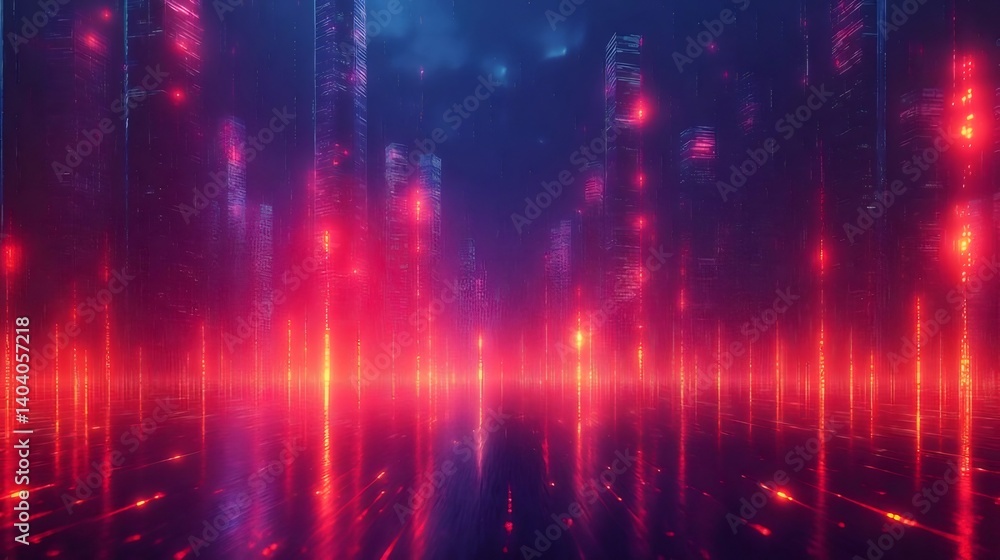 Abstract Digital Art With Reflective Red And Blue Lights Creating A Dynamic And Futuristic Composition Abstract Digital Art With Reflective Red And Blue Lights Creating A Dynamic And Futuristic Composition