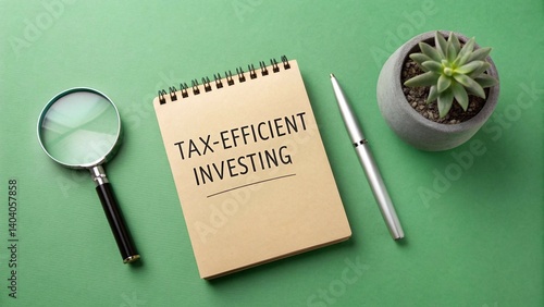 Tax-Efficient Investing Strategies: A flat lay showcasing a notepad with the words 