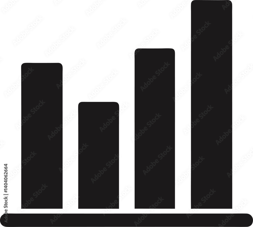 Bar chart silhouette icon on white background. Bar chart silhouette icon on white background.