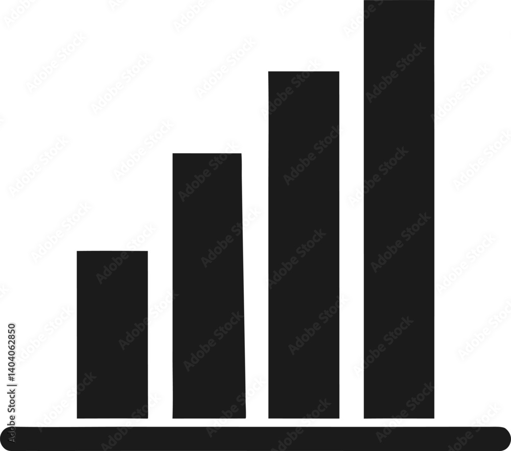Bar chart silhouette icon on white background. Bar chart silhouette icon on white background.