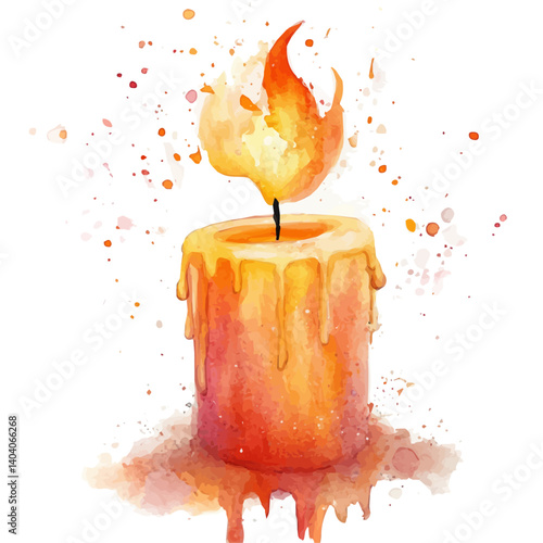 watercolor of Candle Being Blown Out, vector, isolated on a white background.