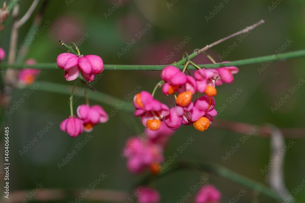 Close up of European spindle (euonymus europaeus) fruits Close up of European spindle (euonymus europaeus) fruits