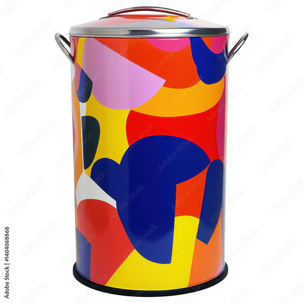 Fototapeta premium Colorful metal container on white background