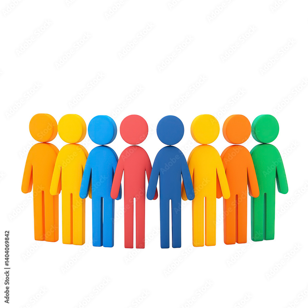group of colorful stick figures stands together, symbolizing diversity and unity. figures are arranged in row, each in different vibrant color, representing inclusivity and teamwork group of colorful stick figures stands together, symbolizing diversity and unity. figures are arranged in row, each in different vibrant color, representing inclusivity and teamwork