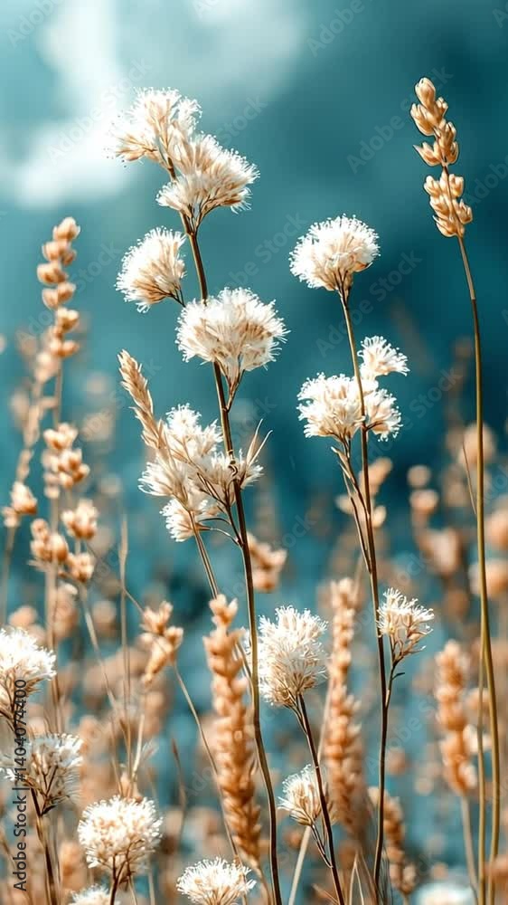 Serene Meadow: Delicate White Flowers in Soft Light Serene Meadow: Delicate White Flowers in Soft Light
