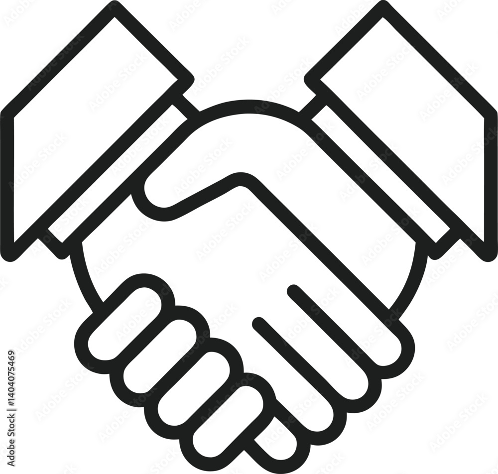 Handshake outline icon on white background. Handshake outline icon on white background.