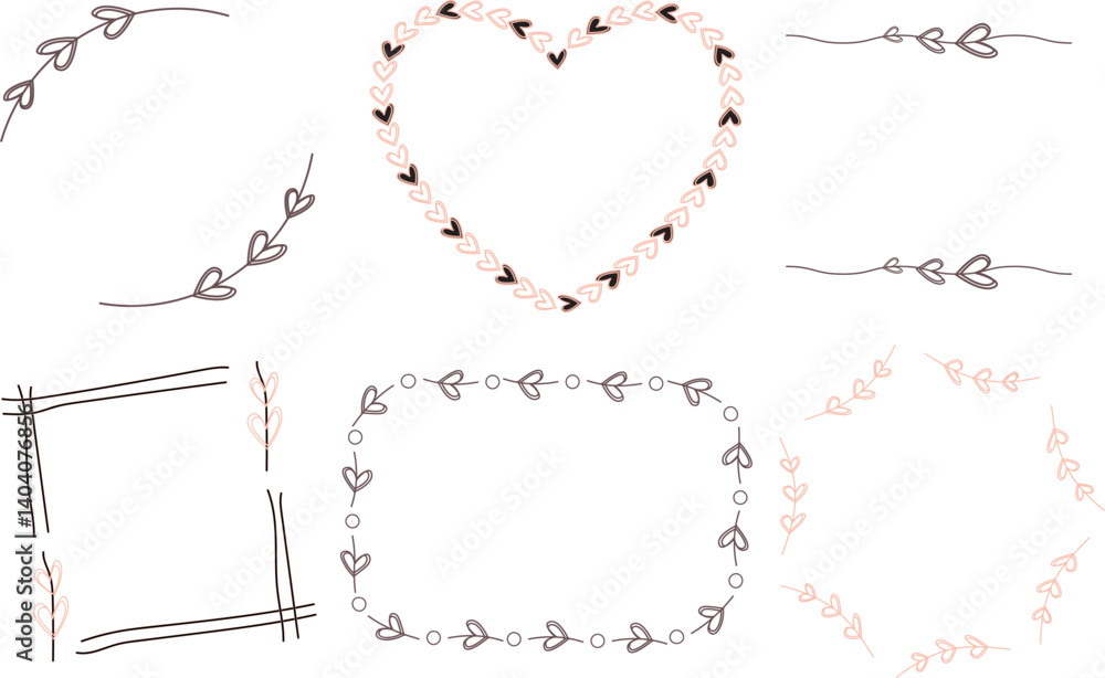 Obraz premium decorative different doodle hand drawn vintage frames set