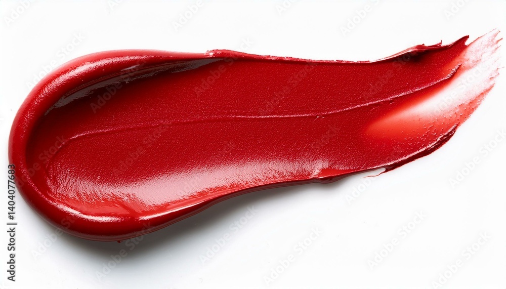 Red colour lipstick smear smudge isolated on white background Red colour lipstick smear smudge isolated on white background
