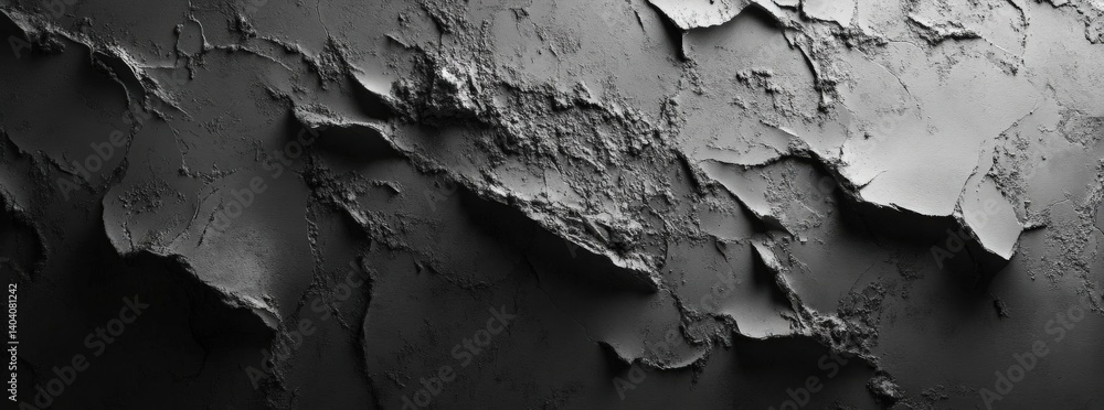 Fototapeta premium Abstract gray background featuring a rough concrete texture, ideal for banners or surfaces. Minimalist studio shot with photorealistic quality, showcasing a versatile design element.